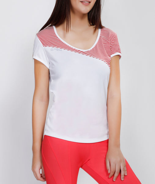 White Red Stripes Oblique  T-Shirt