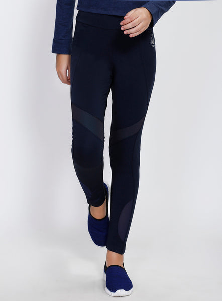 Navy Tights with Mesh Detail
