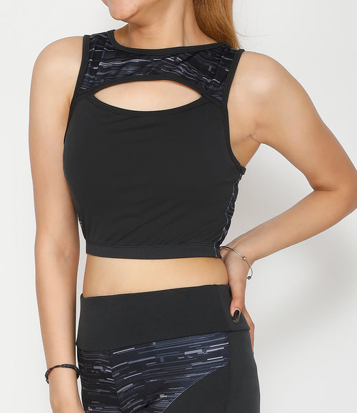 Shades of Grey Cutout Crop Top