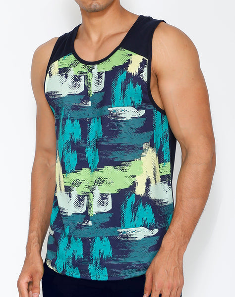 Navy & Green Cotton Tank