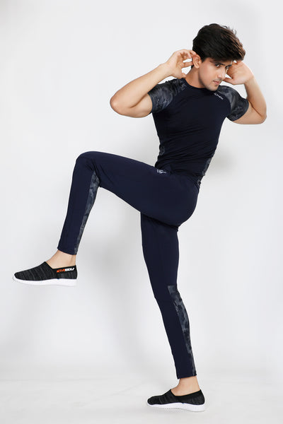 Navy Camo Men's Running Tights