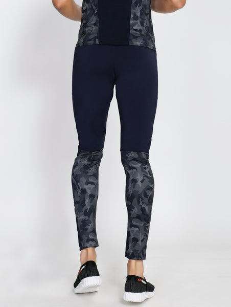 Navy Camo Men's Running Tights