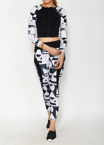 Shop The Look - Crop Zipper Top + Tights - B&W