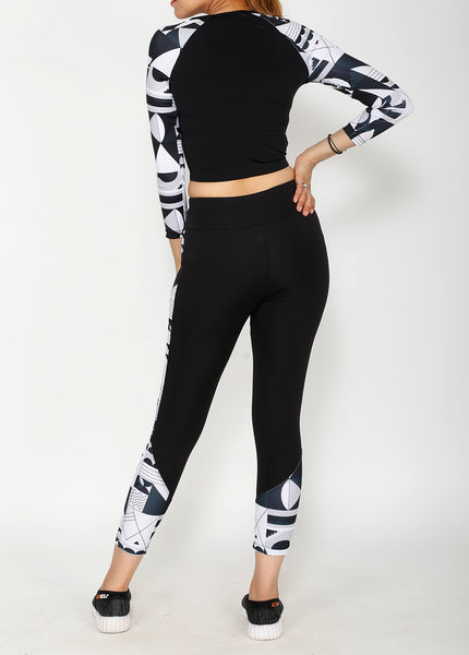 Shop The Look - Crop Zipper Top + Tights - B&W