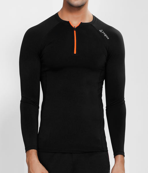 Black Half Zipper Full Sleeve Compression