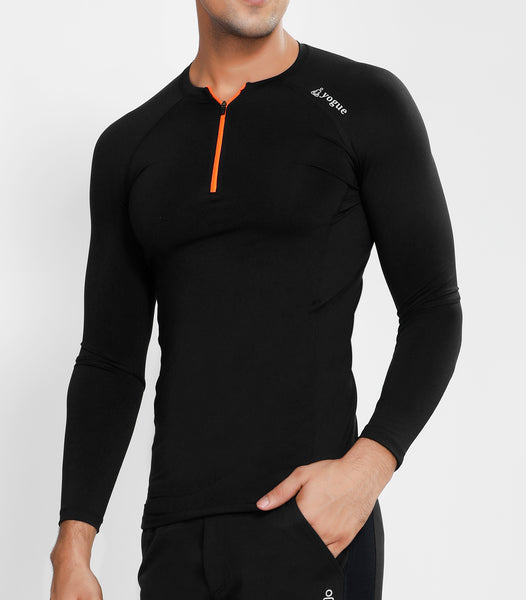 Black Half Zipper Full Sleeve Compression