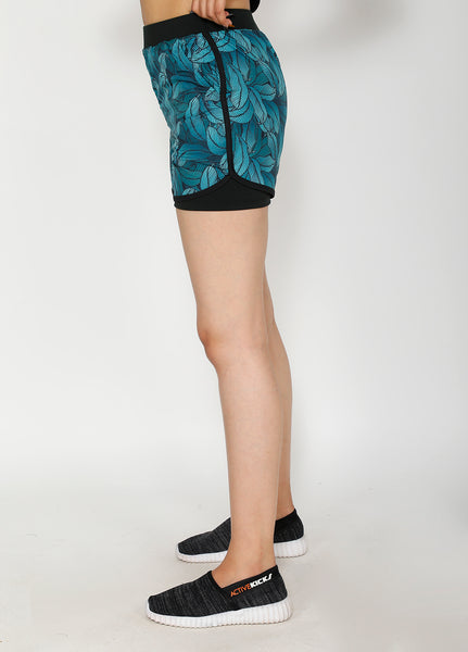 Tropical green 2-in-1 shorts
