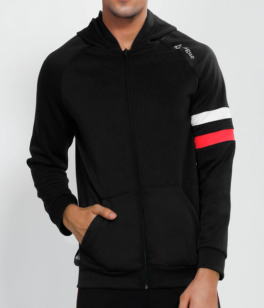 Black Red White Armband Hooded Jacket