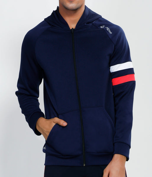 Blue Red White Armband Hooded Jacket