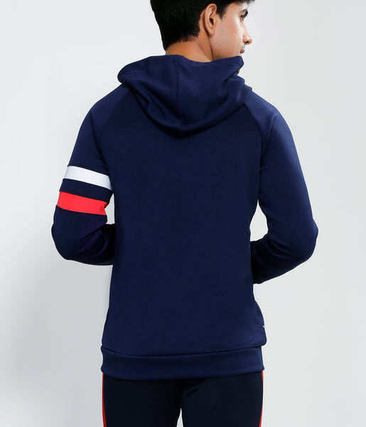 Blue Red White Armband Hooded Jacket