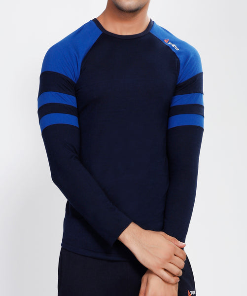 Navy Blue ArmBand Full Sleeve T-Shirt - Cotton