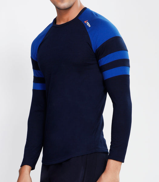 Navy Blue ArmBand Full Sleeve T-Shirt - Cotton