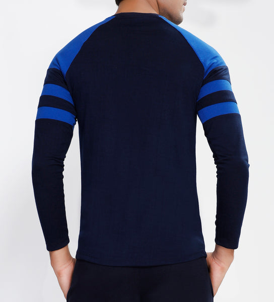 Navy Blue ArmBand Full Sleeve T-Shirt - Cotton