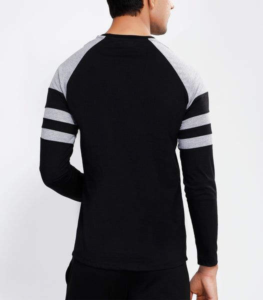 Black Grey ArmBand Full Sleeve T-Shirt - Cotton