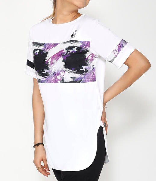 White Black & Purple Long T-Shirt