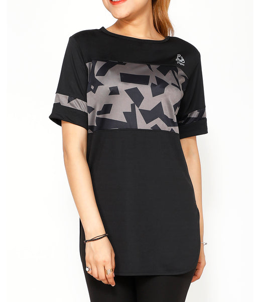 Abstract Black Long T-Shirt