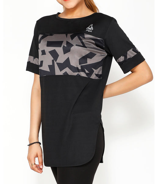 Abstract Black Long T-Shirt