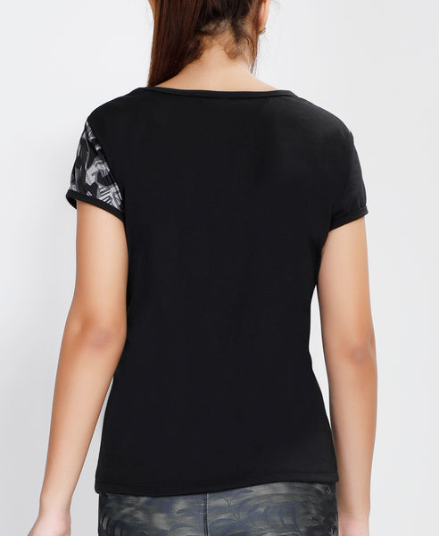 Black Grey Abstract Oblique T-Shirt