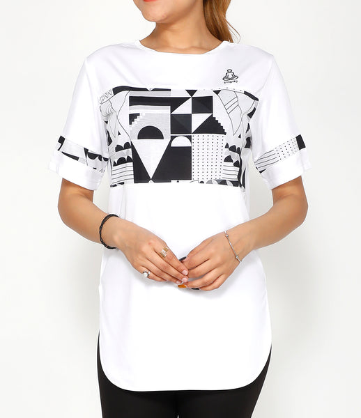 B&W Geometric Long T-Shirt