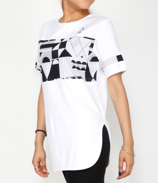 B&W Geometric Long T-Shirt