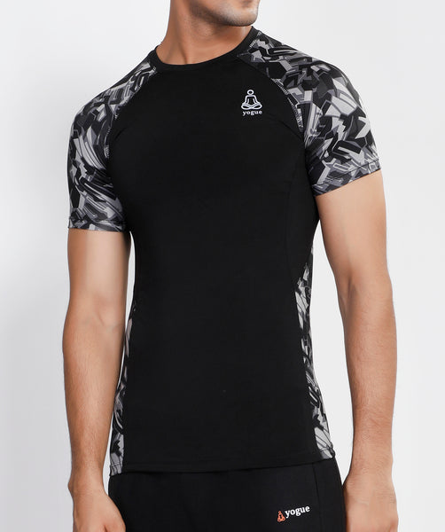 Geometric Black Compression T-Shirt