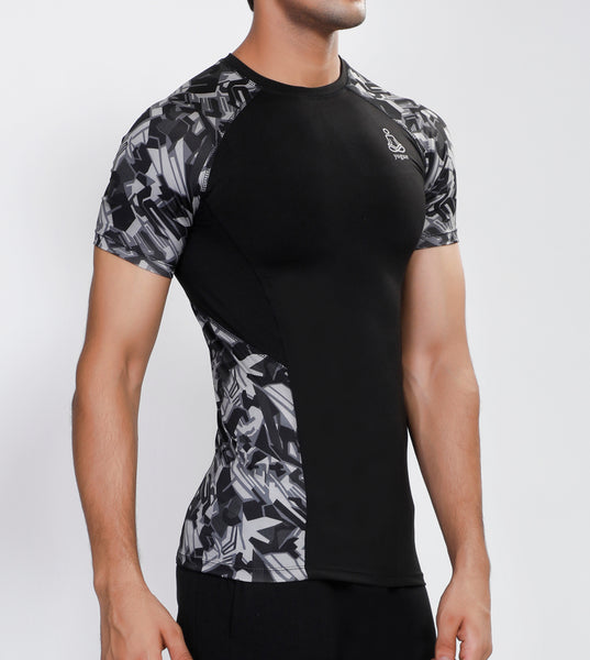 Geometric Black Compression T-Shirt