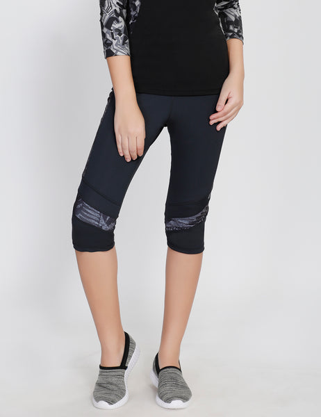 Charcoal Floral Capris