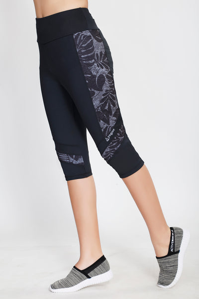 Charcoal Floral Capris