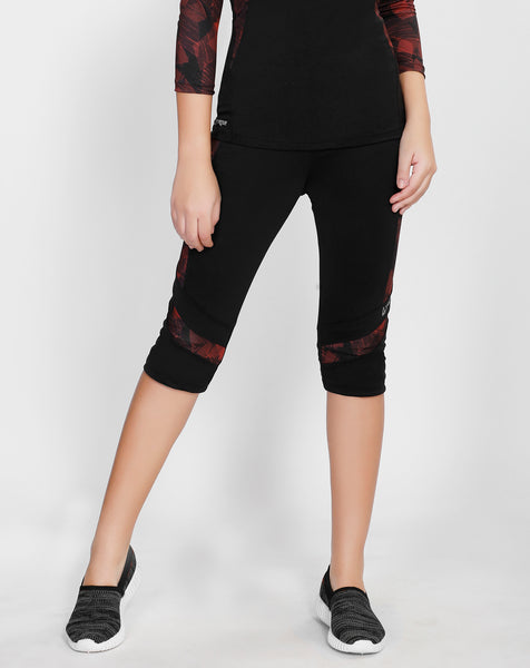 Black Maroon Capris