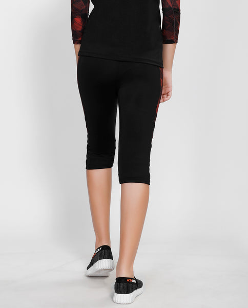 Black Maroon Capris