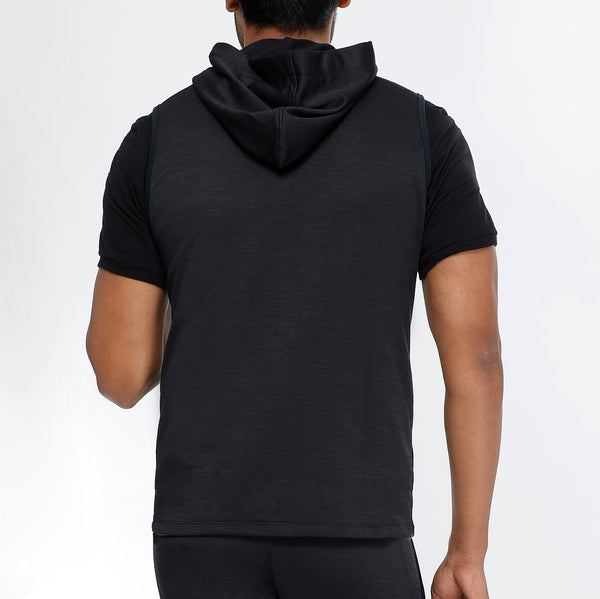 Black Sleeveless Hoodie