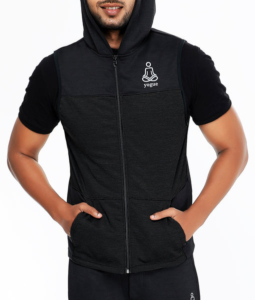 Black Sleeveless Hoodie