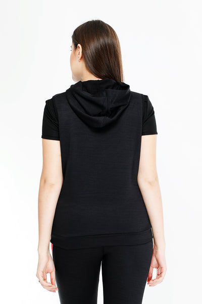 Black Red Sleeveless Hoodie