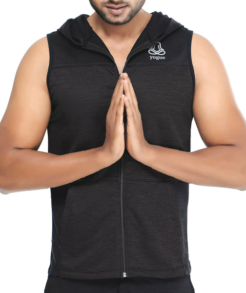 Black Sleeveless Hoodie