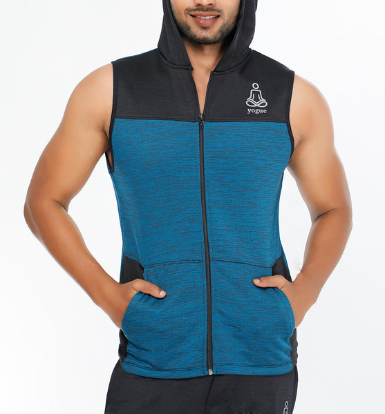 Blue Sleeveless Hoodie