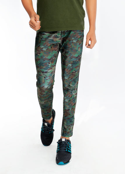 Brown Camouflage Slim-Fit Trackpants