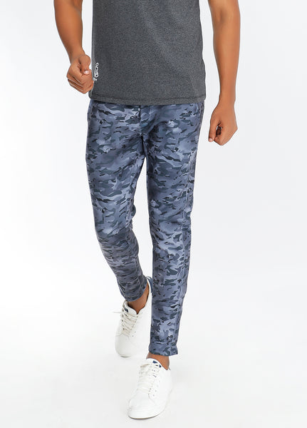 Grey Camouflage Slim-Fit Trackpants