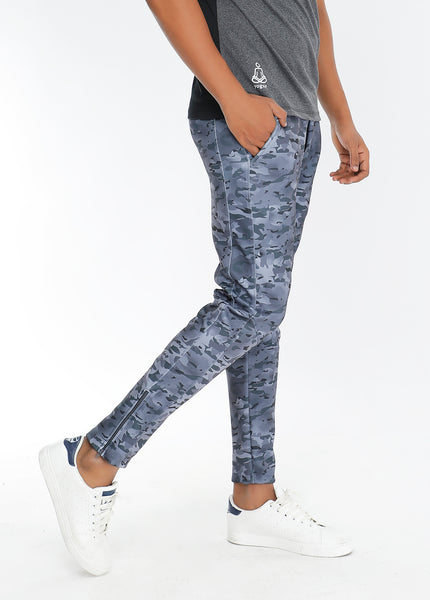 Grey Camouflage Slim-Fit Trackpants