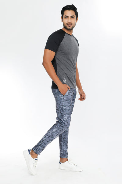 Grey Camouflage Slim-Fit Trackpants