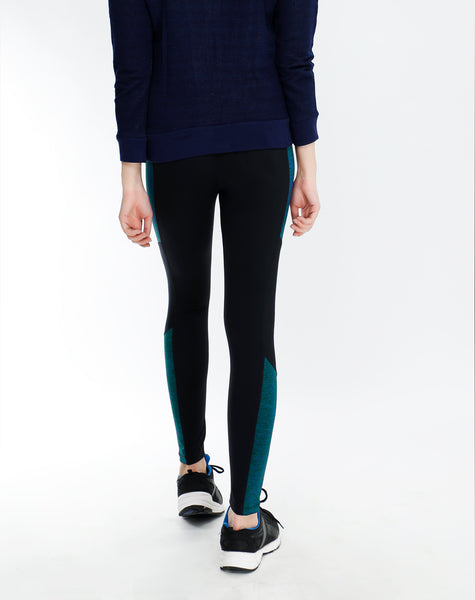Black Green Texture Tights