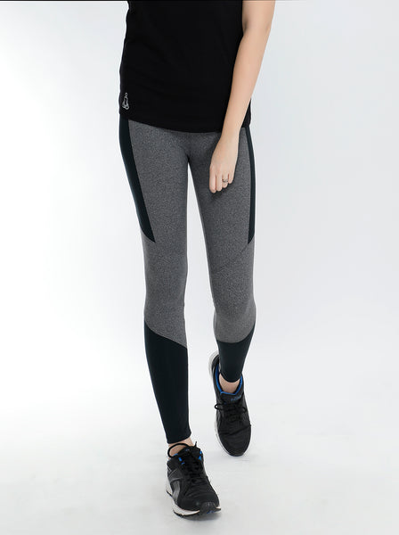 Grey Black Panel Tights