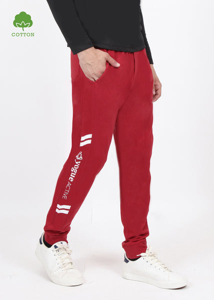 Dark Red Cotton Joggers