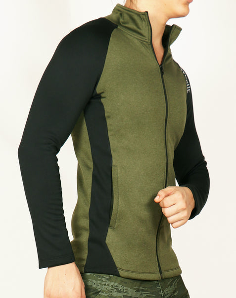 Military Green Black Slim Fit Jacket