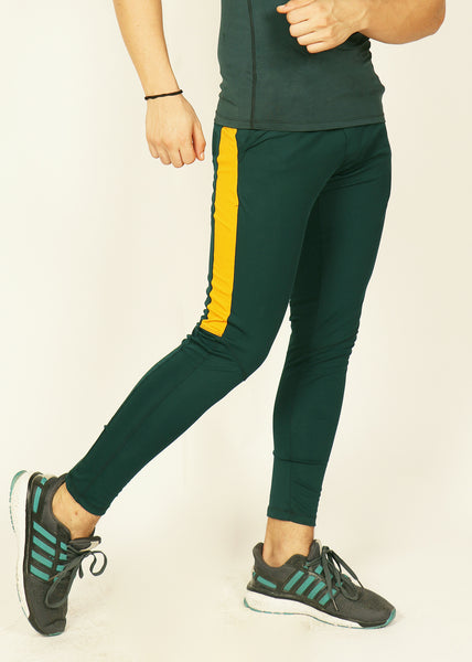 Green Yellow Men's Running Tights