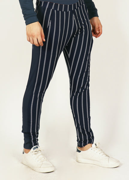 Navy PinStripes Men's Running Tights