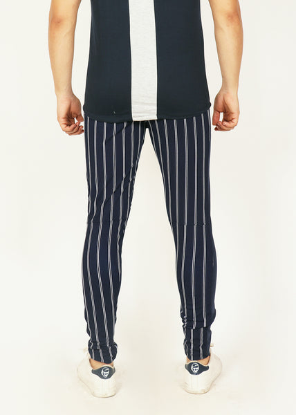 Navy PinStripes Men's Running Tights