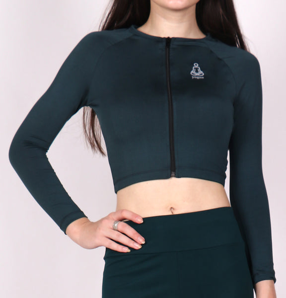 Dark Green Crop Zipper