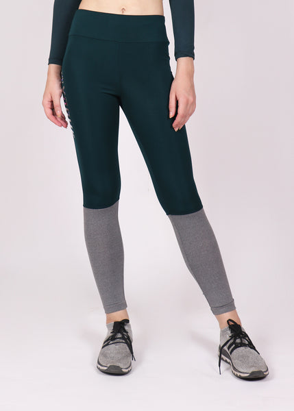 Green & Grey 2Tone Tights with Glitter Logo