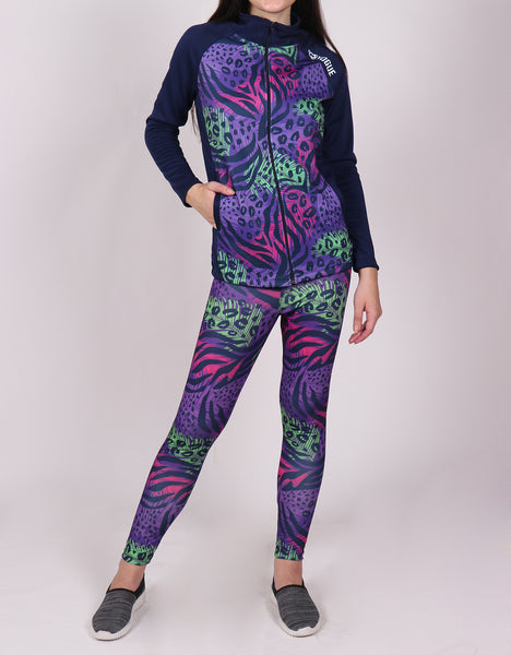 Purple Green Abstract Slim Fit Jacket