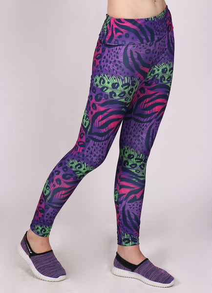 Purple Green Abstract Leggings